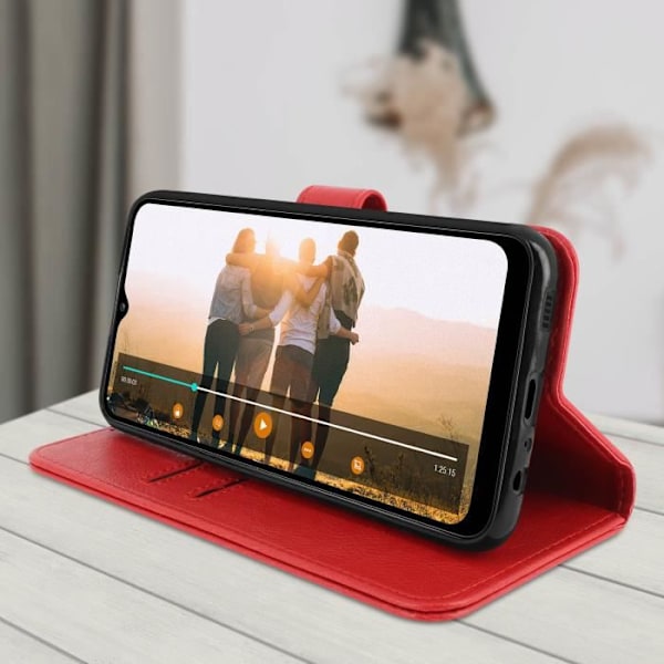 Mobilfodral för Samsung Galaxy A03S - AVIZAR - Chesterfield - Röd - Video stöd funktion - Fodral folio Röd