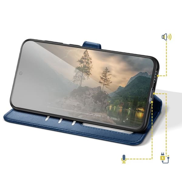 Folio Wallet Cover til Honor Magic 8 Lite med Håndledsrem og Kortholder Mørkeblå Blå