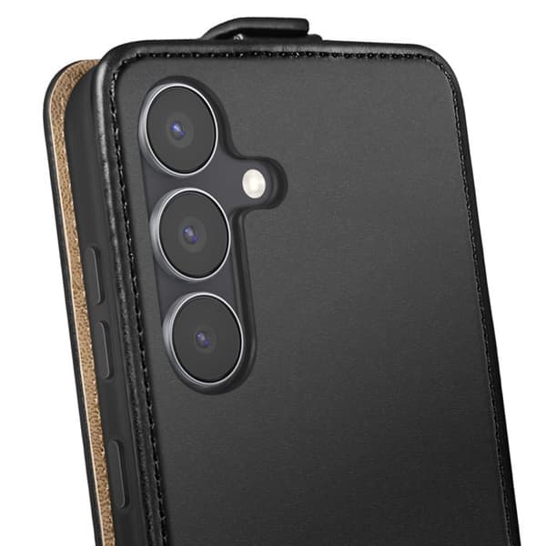 Pungetui - AVIZAR - Galaxy S25 FE - Sort - Læder - Magnetisk Svart