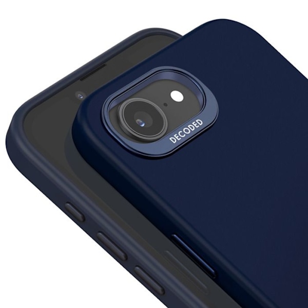 Coque för iPhone 16e MagSafe Antimikrobiell Soft Touch Decoded Mörkblå Blå