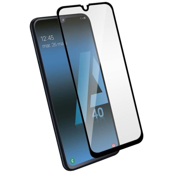 Galaxy A40 skærmbeskytter hærdet glasfilm med skrå kanter, sort kontur