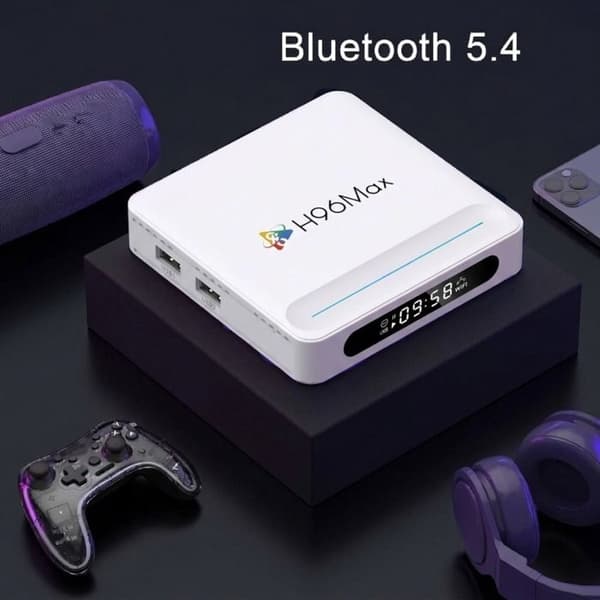 Box TV Android 14 Mediaspelare 8K HDR Wi-Fi 6 4 GB RAM 32 GB Vit