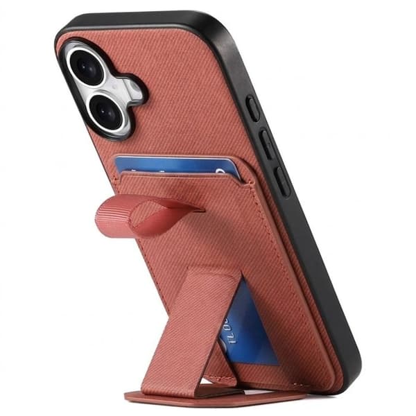 iPhone 17 Kansi Kankaan Efekti, Tuki ja Korttipidike Oranssi Apelsin