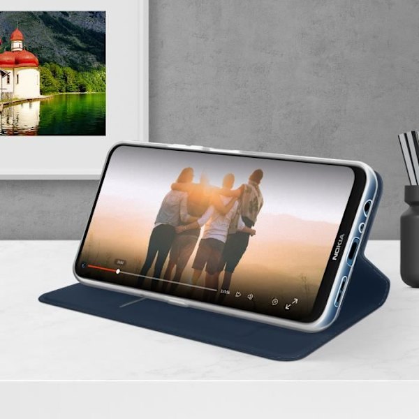 Housse - AVIZAR - Nokia 8.3 5G - Kortholder - Støtte Funktion - Øko-læder Satin - Mørkeblå Midnattsblå