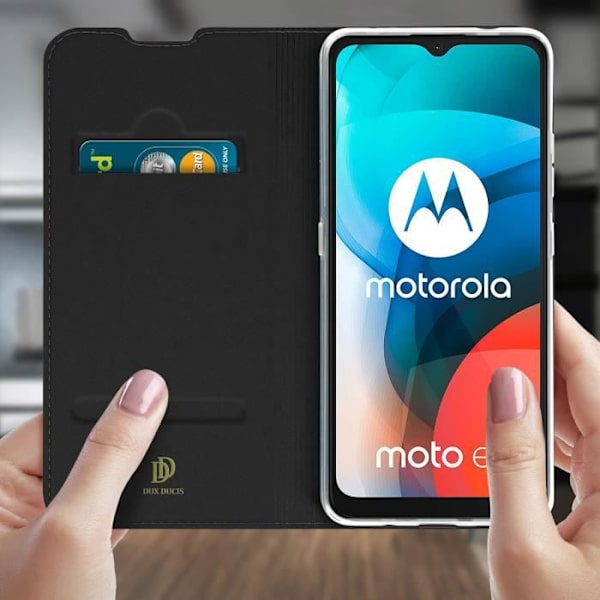 Hætte - Dux Ducis - Moto E7 - Øko-læder - Video støtte - Kortopbevaring Svart