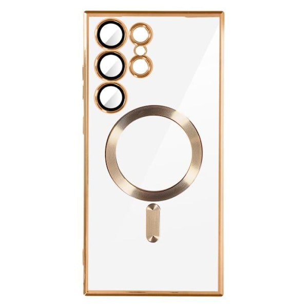 MagSafe fodral för Samsung S23 Ultra kameraskydd Transparent / Guld Gul