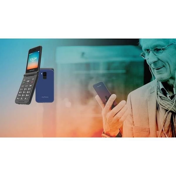 myPhone Flip LTE Mobiltelefon med Klap til Ældre Nødtast SOS 4G Volte Stort Batteri 1000 mAh op til 6 Dage uden Opladning