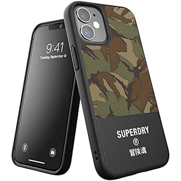 Støbt lærreds beskyttelsescover til iPhone 12 Mini 5.4 - SUPERDRY - Camouflage Grøn Grøn camouflage