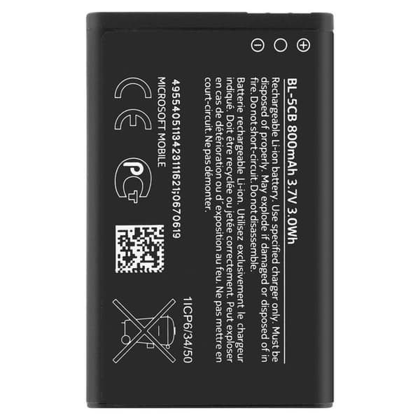 Batteri - NOKIA - BL-5CB - 800mAh - Li-ion - Sort Svart