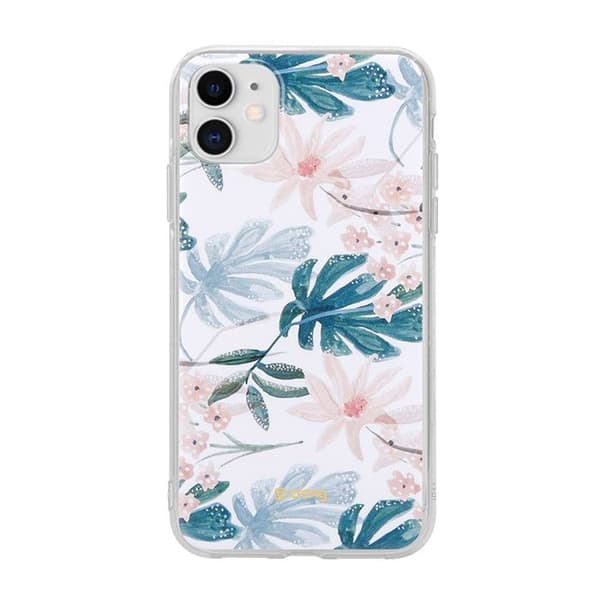Telefoncase - Crong - Blomma - iPhone 11 - Blommönster - Flexibel - Guld gyllene