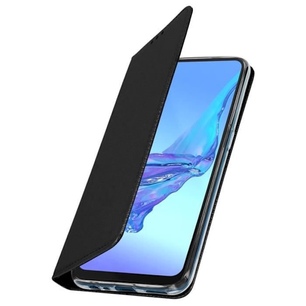 Étui - AVIZAR - Oppo A53 / A53s - Ekologiskt läder Svart - Foliofodral - Stödfunktion Svart