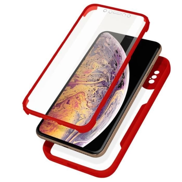 iPhone XS Max-fodral - AVIZAR - Dubbel Plexiglas - Stötsäker - Matt Röd - Hela Matt röd