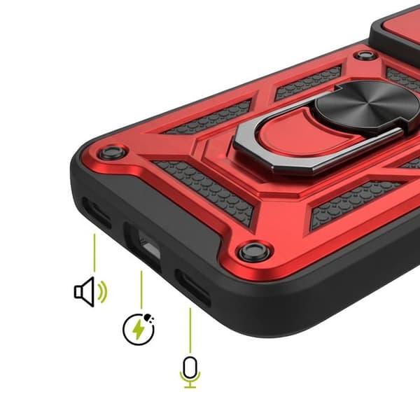 Cover til Pixel 11 / 11 Pro med skydelåg til kamera og magnetisk ring Mayaxess Rød Röd
