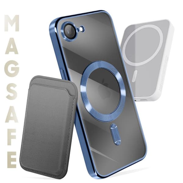 iPhone 17e cover med kromkant, MagSafe-kompatibel, blå Blå