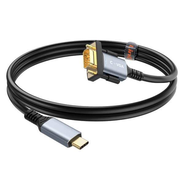 USB-C til VGA Video Adapterkabel 1.8m Full HD 1080p LinQ Sort