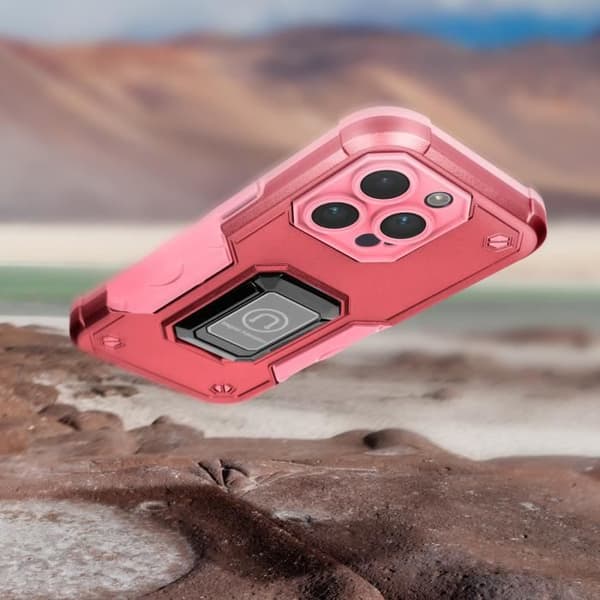 iPhone 14 Pro Stötsäkert Hybridfodral med magnetisk stödring Rosa Rosa