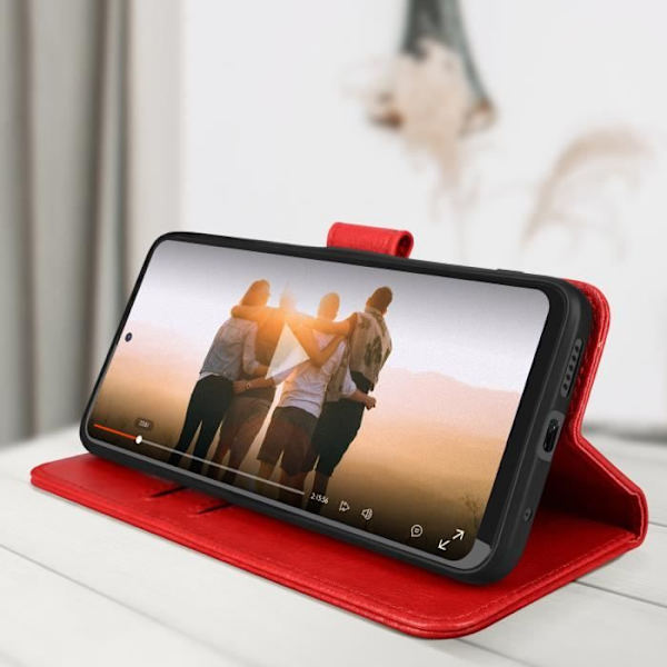 Xiaomi Redmi Note 11 ja Note 11s kotelo Flip Wallet Function Stand Red Röd