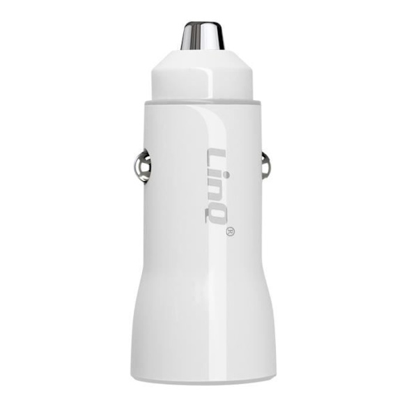 36W cigarettändare Billaddare USB C och USB Snabbladdning LinQ Vit Vit