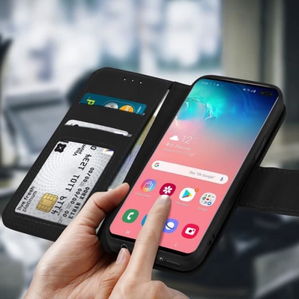 Etui til Samsung Galaxy S10 Plus Læderkortholder Stand Funktion Premium Sort