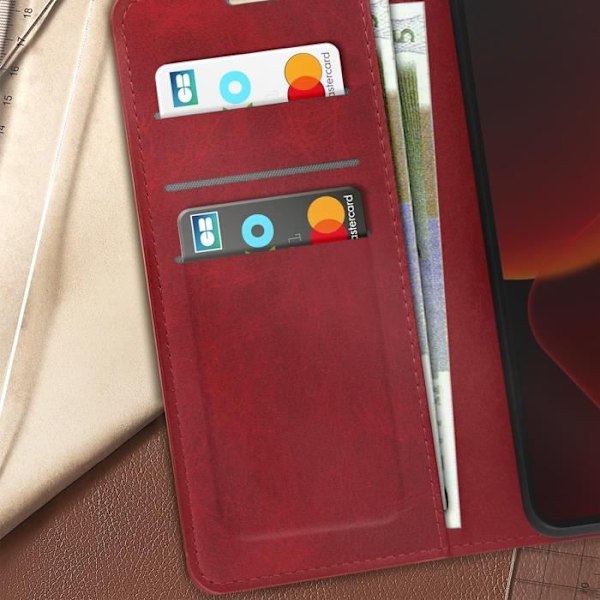 Kotelo Xiaomi 13T:lle ja 13T Prolle - AVIZAR - Vintage Series - Punainen - Tuki näytönohjainta ja kortteja Röd