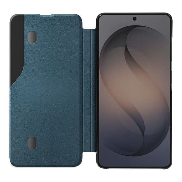 Flip Cover til Galaxy S26 Bi-Materiale Design med Støttefunktion Blå And Blå