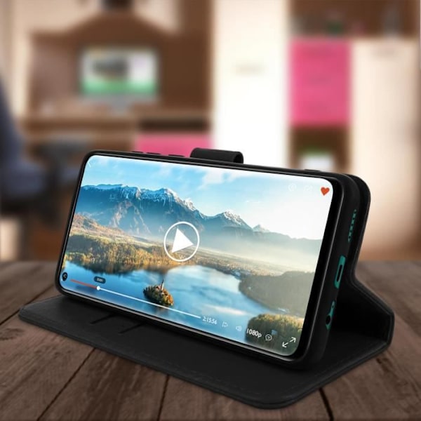 Étui - AVIZAR - Xiaomi Redmi Note 9 - Heltäckande fodral - Kortfack - Videostöd - Svart Svart