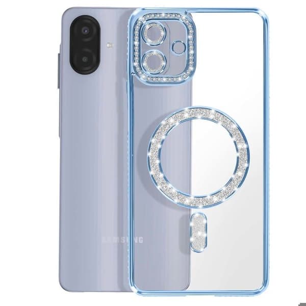 Coque Magsafe - AVIZAR - Galaxy A07 - Kontur Strassé Blå - Stødbeskyttelse - Elegant Blå
