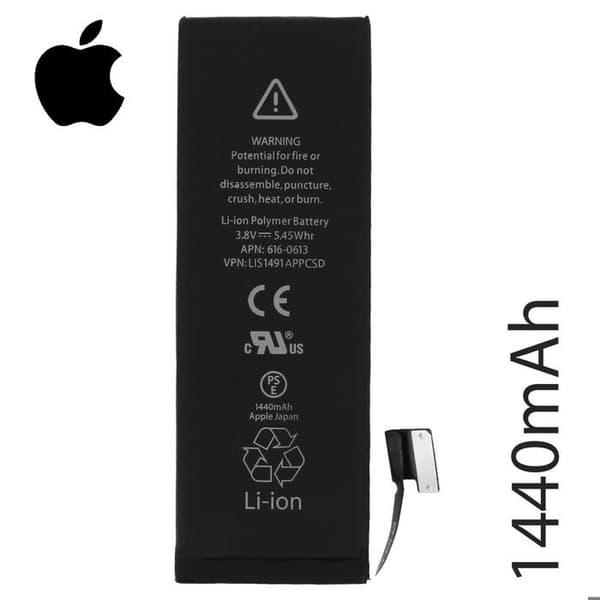 Erstatningsbatteri til iPhone 5 Original Li-ion 3.8V 1440mAh Sort