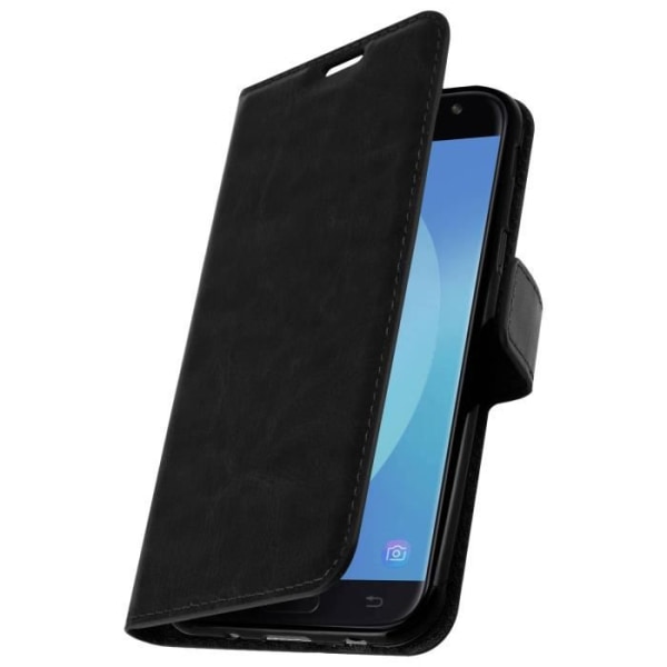 Folio Wallet Case - AVIZAR - Galaxy J7 2017 - Vintage Ekoleder - Video Stöd - Hel Skydd Svart