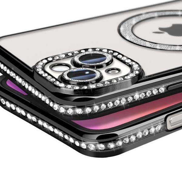 Coque Diamant för iPhone 14 Plus MagSafe Contour Strass Svart Svart