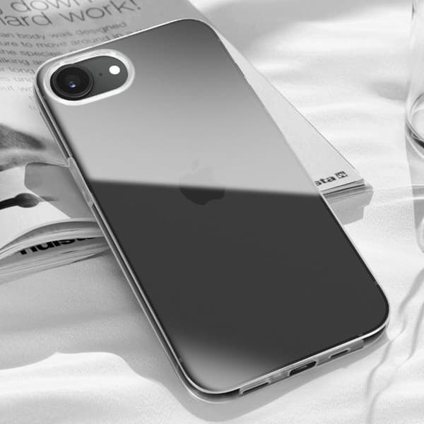 Heltäckande skal för iPhone 17, 360° skydd i transparent silikon Vit
