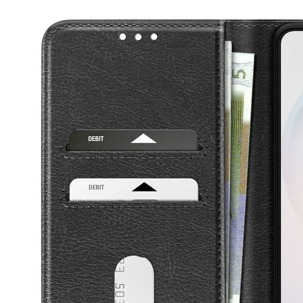 Pungetui til Galaxy S26 Ultra Chesterfield Grainet Standfunktion Sort Svart