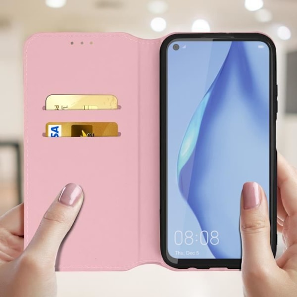 Housse - AVIZAR - Huawei P40 Lite - Eco-læder - Roséguld - Stativfunktion Rose guld