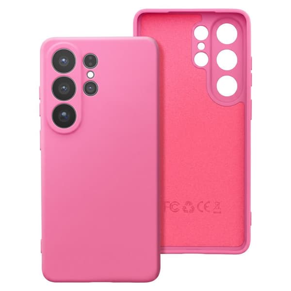 Silicone Soft-Touch-fodral för Galaxy S26 Ultra med mikrofiberfoder i fuchsia Ros