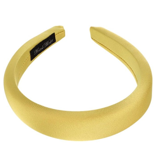 Bred satin hårband med glamouröst kuddmaterial, gul Gul