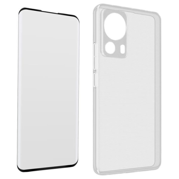 Etui til Xiaomi 13 Lite - AVIZAR - Silikonegel og 9H hærdet glas - Sort - Stiv - Glat - Blandet Svart