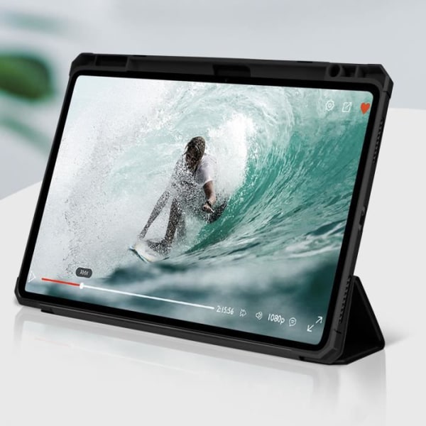 Etui - Huawei - MatePad 11 - Fuld beskyttelse - Videostativ - Øko-læder soft touch Svart / Transparent Rygg