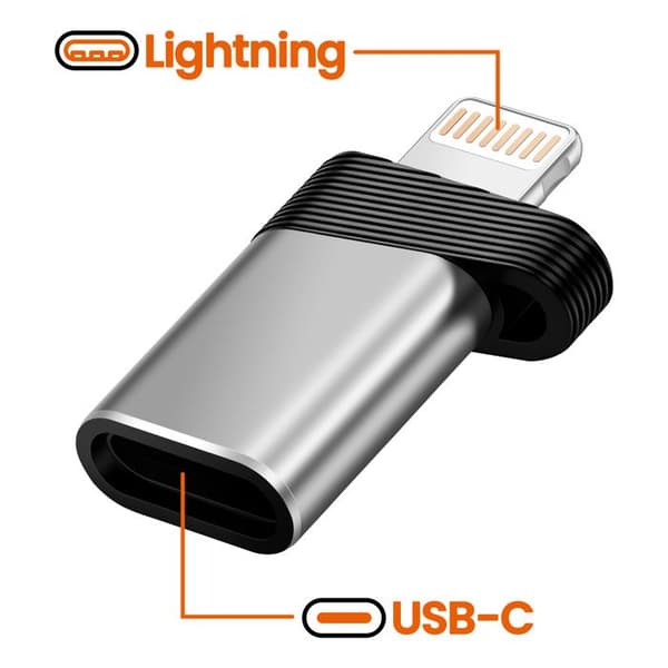 OTG-adapter för USB-C till Lightning Hastighet på 480Mbps LinQ Silver