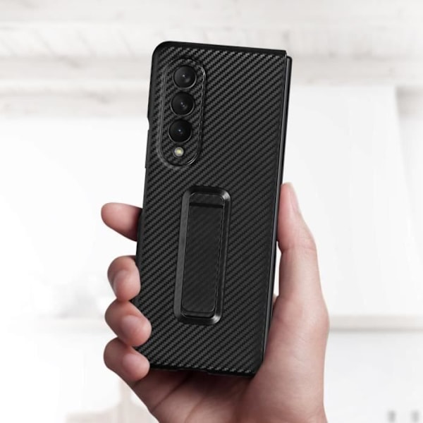 360° fodral för Samsung Z Fold 3 styvt främre stödstöd i glas, svart Svart