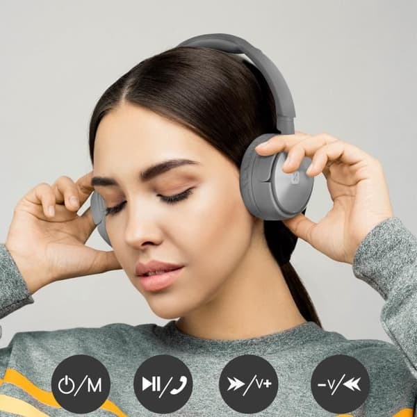 Bluetooth Hovedtelefoner med FM Tuner Micro-SD Komfort Trix Swissten Sølv Grå