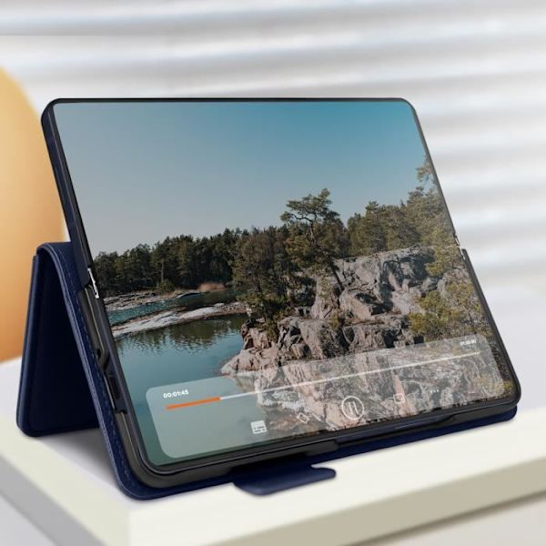 Fodral till Galaxy Z Fold 6 - AVIZAR - Magnetisk flikplånbok - Midnattsblå - Halvstyv - Blandad Blå