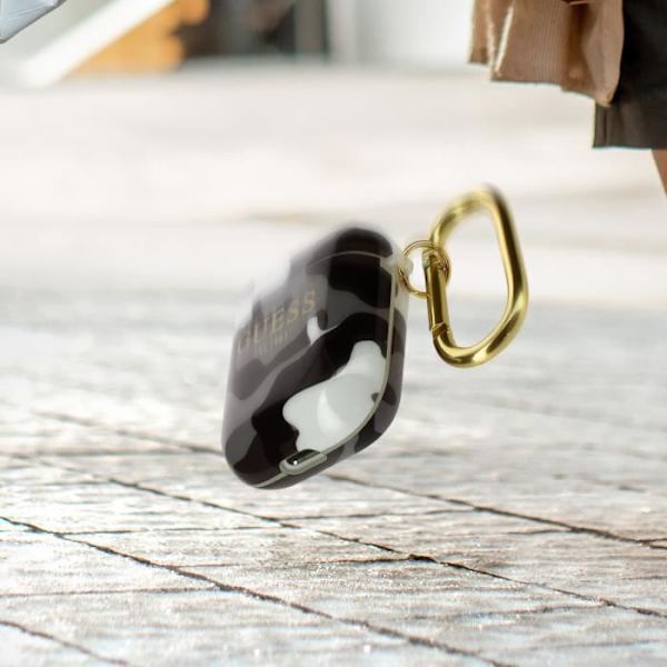 Guess Camouflage Design puolijäykkä silikoninen AirPods-kotelo - harmaa Grå