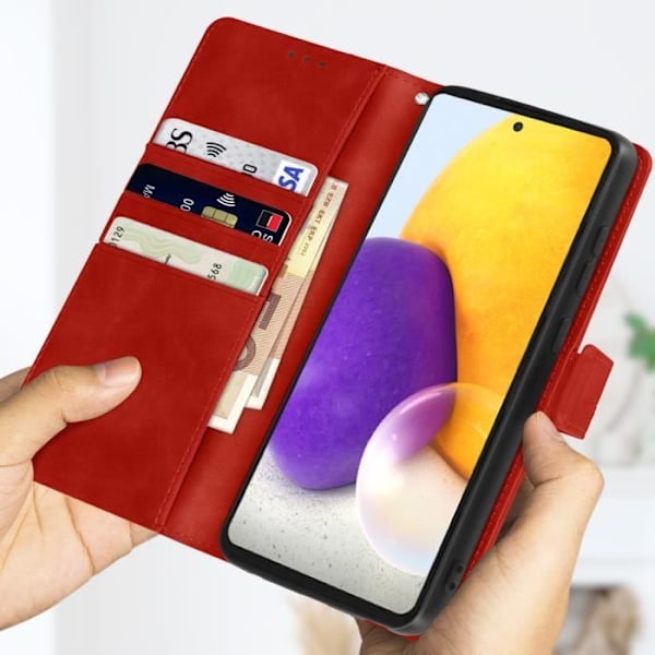 Fodral till Samsung Galaxy A72 - AVIZAR - Krokodileffekt - Röd - Plånbok - Videostöd Röd