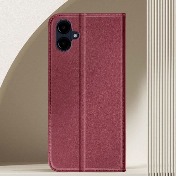Etui för Samsung Galaxy A06 Magnetlock Kardfodral Bordeaux Röd