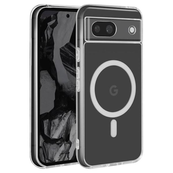 MagSafe Case Google Pixel 8a -puhelimelle - AVIZAR - Kova takaosa pehmeä ääriviiva - Läpinäkyvä Transparent