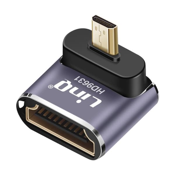 HDMI hun adapter til Micro HDMI han 8K UHD 90° vinklet LinQ Grå