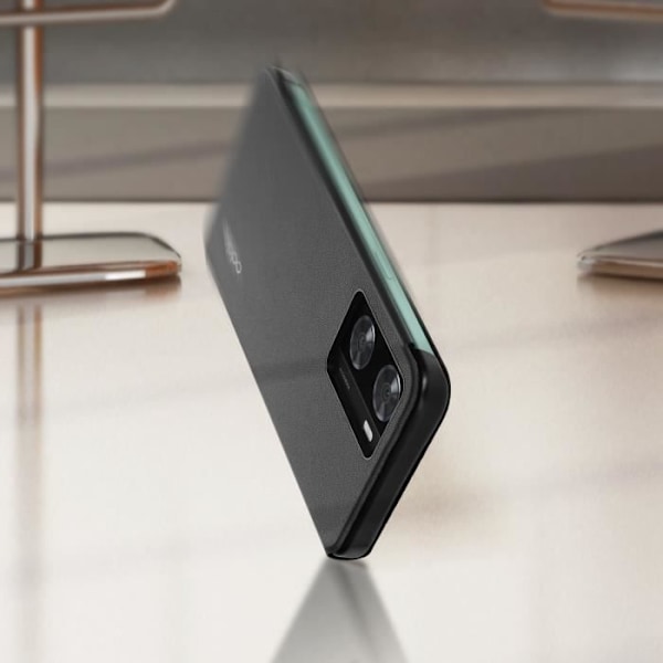 Original Oppo A57 och A57s fodral Svart plånbokshållare Stativ Flip Cover Svart