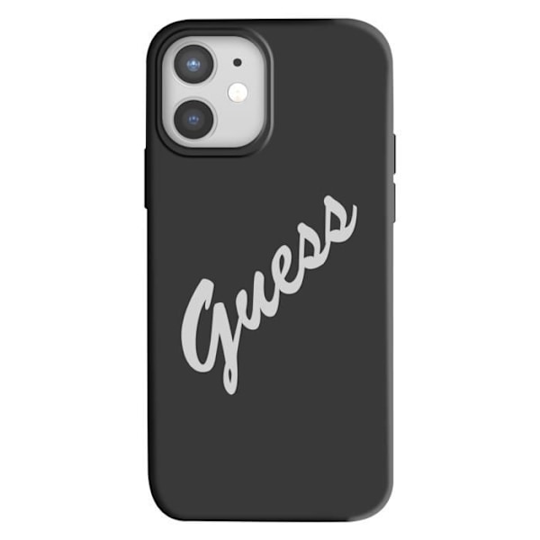 Coque pour iPhone 12 Mini Silicone Vintage Soft Touch Guess Noir Svart