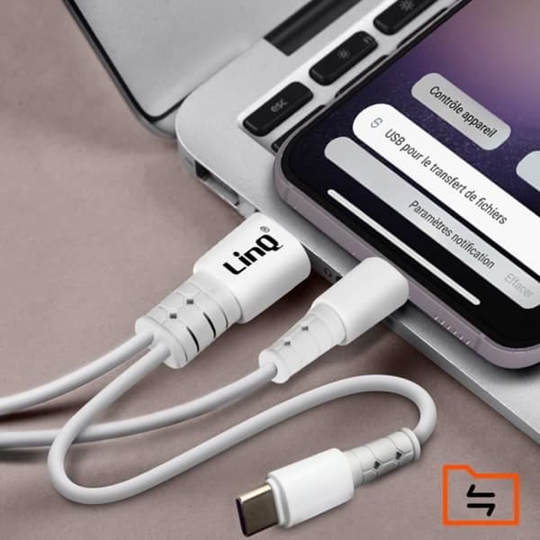 USB-C-kaapeli - LinQ - 60W - Nopea lataus - Synkronointi - Pituus 1,2m