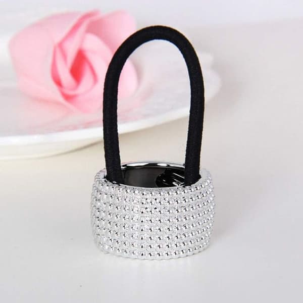 Hårsløjfe - AVIZAR - Blødt Loop Sleeve - med Strass - Sort - Voksen Kvinde Svart